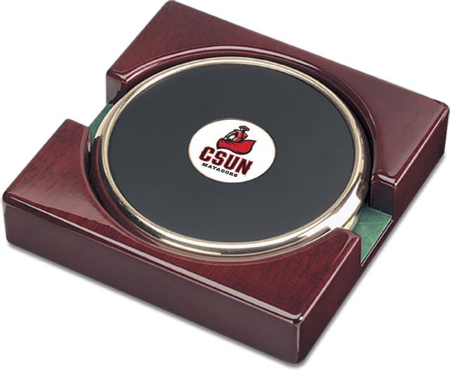 CSI Set Of 2 Gold  Round Coaster Gift Boxed With Colored Medallion - ONLINE ONLY