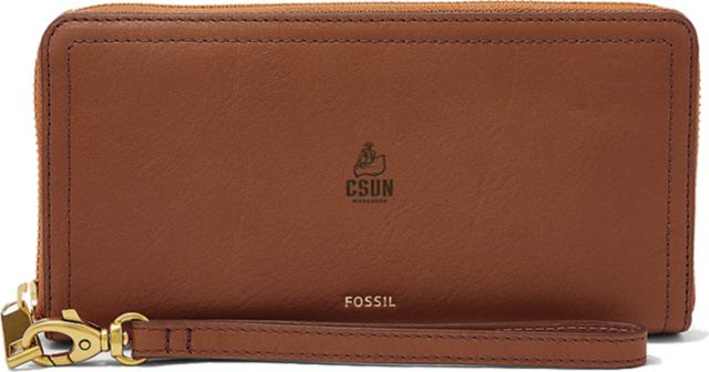 Fossil Leather Logan RFID Zip Around Clutch - Brown - ONLINE ONLY
