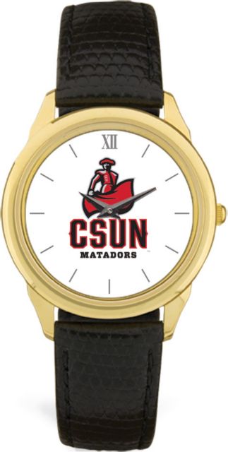 CSI Men's Black Leather  Wristwatch  (Gift Boxed) With Colored Medallion - ONLINE ONLY