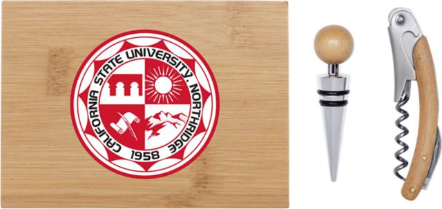 California State University at Northridge Bamboo Wine Tool Set