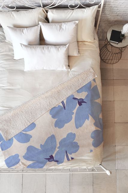 Lt Blue Flowers Throw Blanket