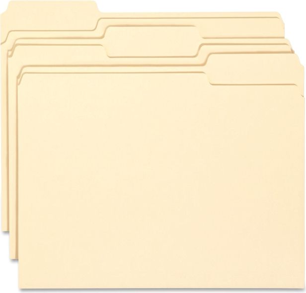Smead File Folders, 1/3 Ast Tab Cut, 1 Ply, Letter, 100/B