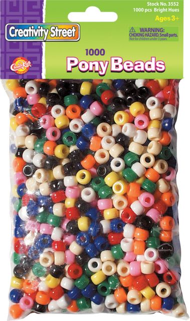 PONY BEADS ASSORTED BRIGHT COLORS 1000 PACK