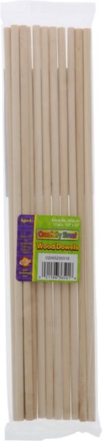WOOD DOWELS NATURAL 12-INCH X 1/4-INCH 12 PACK