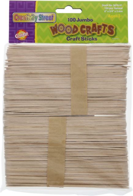 100 Jumbo Wooden Craft Sticks 6”, Yellow