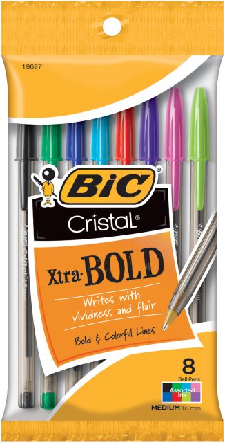 BIC Cristal Xtra Bold Stic Ballpoint Pens 1.6 mm Clear Black