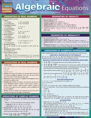 ALGEBRAIC EQUATIONS UPDATED