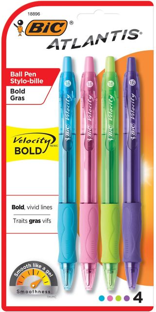 BIC Velocity Atlantis Bold Retractable Ballpoint Pen, 1.6mm