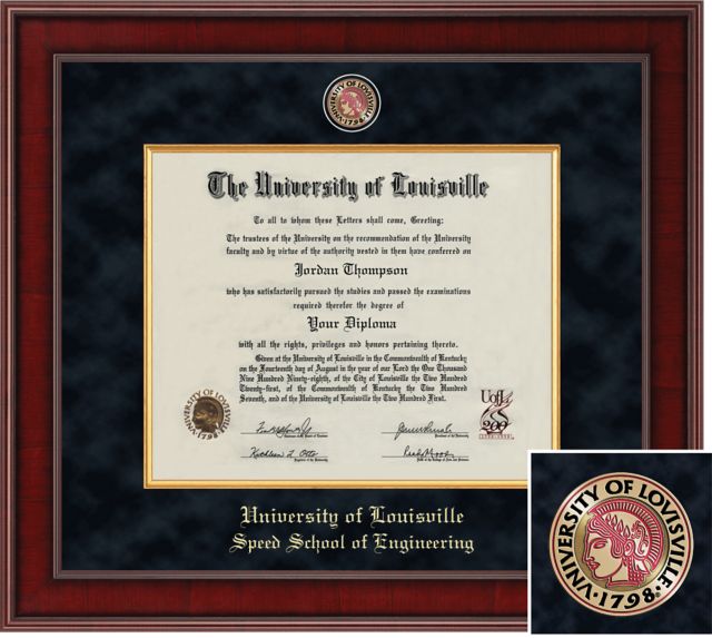 Church Hill Classics Presidential Diploma Frame. Speed School of Engineering - ONLINE ONLY