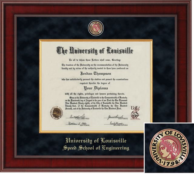 Church Hill Classics Presidential Diploma Frame. Speed School of Engineering - ONLINE ONLY