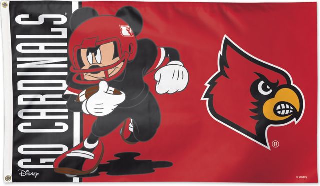 University Of Louisville 3'X5' Deluxe Flag-Mickey Mouse  - ONLINE ONLY