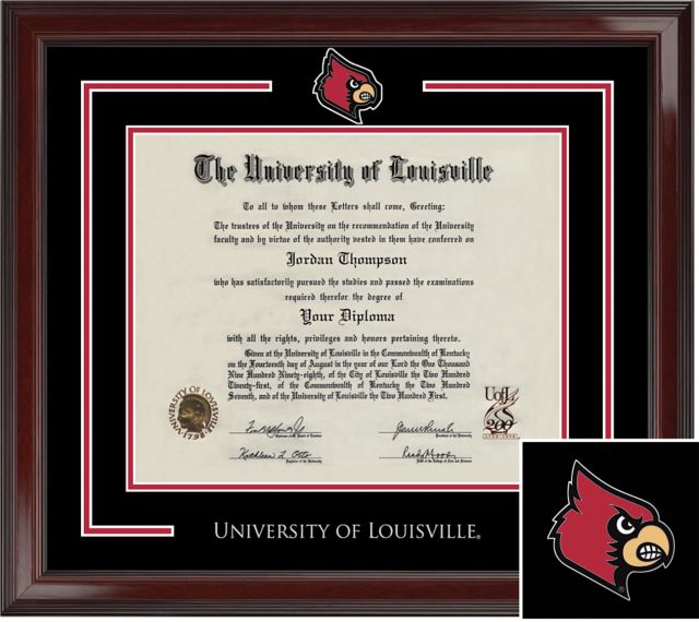 University of Louisville, Spirit Diploma Frame. Bachelors, Masters, PhD
