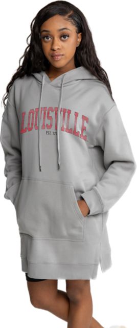Women's Gameday Couture Gray Louisville Cardinals Drop Shoulder Fleece Pullover Sweatshirt