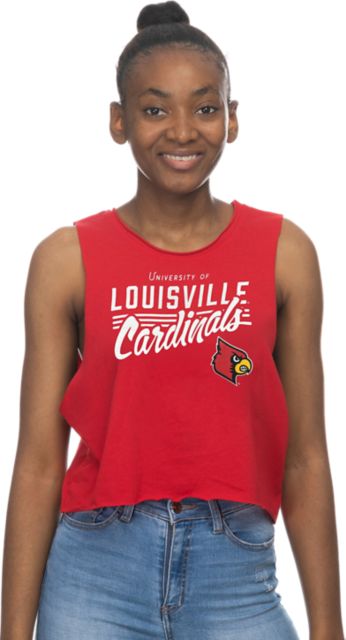 University of Louisville Women's Cardinals Cropped Tank Top | ZooZatz | Red | Large