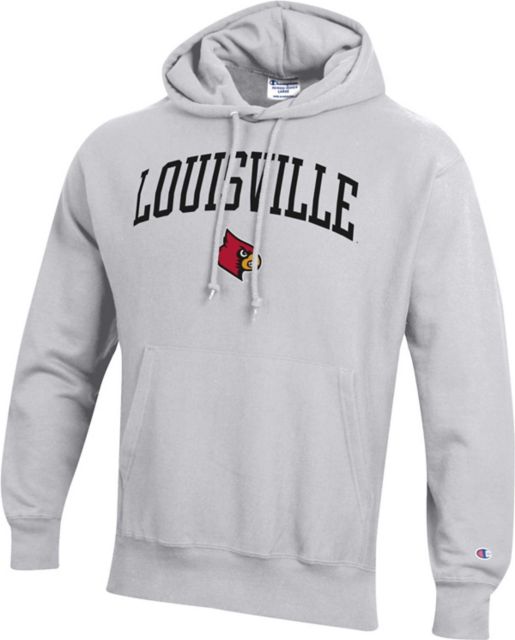 Champion Louisville Cardinals Mens Grey Reverse Weave Long Sleeve