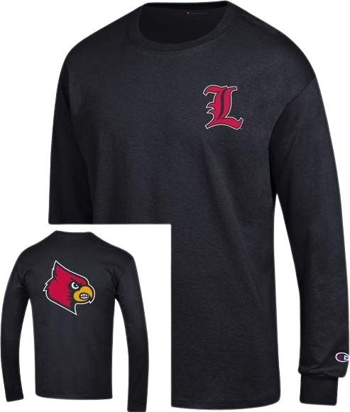 University of Louisville Cardinals Long Sleeve T-Shirt | Champion Products | Black | Large