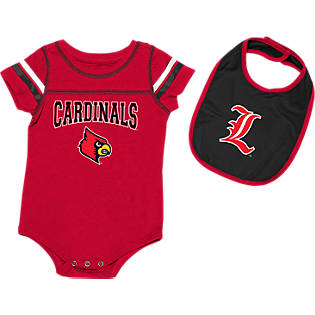 University of Louisville Cardinals Infant Oneise & Bib Set | Colosseum | Red | Inf 6-12 Months