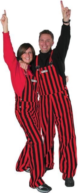 University of Cincinnati Stripe Game Bib Overalls | Game Bibs | Red/Black | 3XLarge