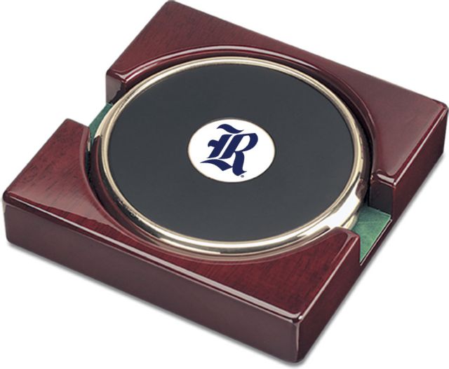 CSI Set Of 2 Gold  Round Coaster Gift Boxed With Colored Medallion - ONLINE ONLY