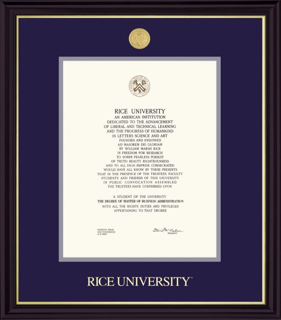 Rice University Coronado Diploma Frame - ONLINE ONLY