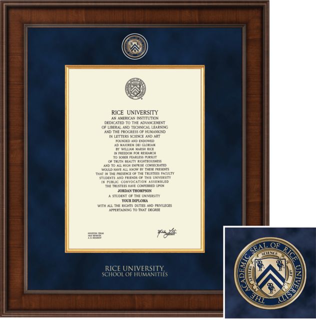 Church Hill Classics Presidential Diploma Frame. School of Humanities  - ONLINE ONLY