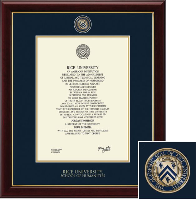 Church Hill Classics Masterpiece Diploma Frame. School of Humanities  - ONLINE ONLY