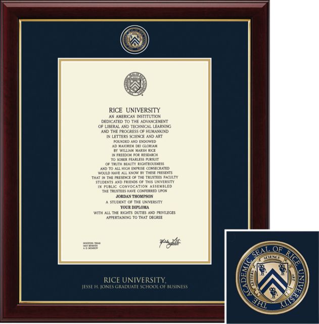 Rice University Jesse H. Jones Graduate School of Business 17x23 Diploma Frame