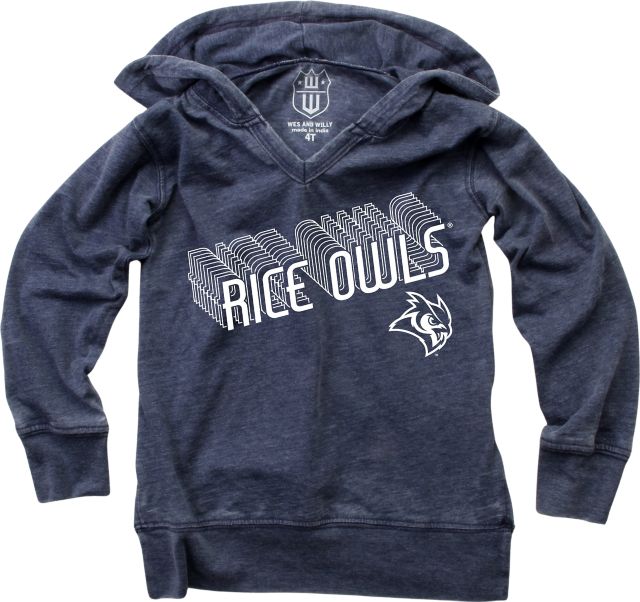 Rice University Owls Toddler Girl's Burnout V-Neck Hooded Sweatshirt