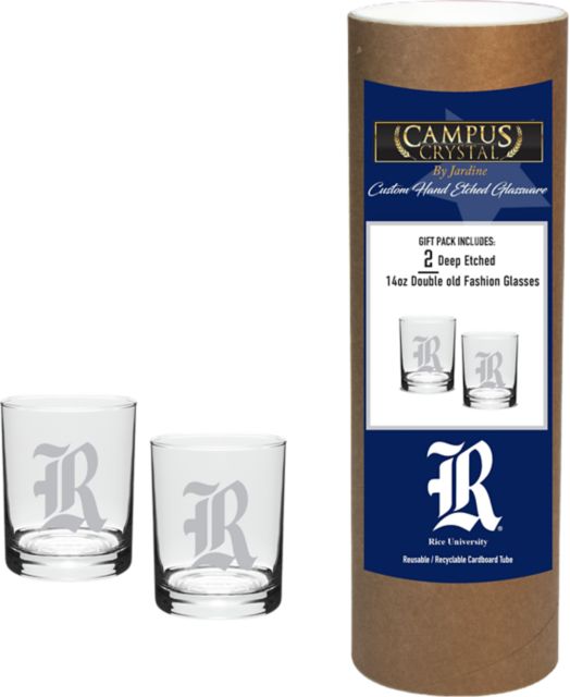 Rice University 14 oz. Double Old Fashion Glass - Set of 2