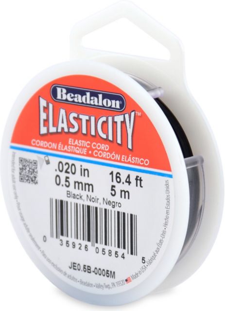 ELASTICITY STRINGING CORD .5MM BLACK 16.4 FOOT