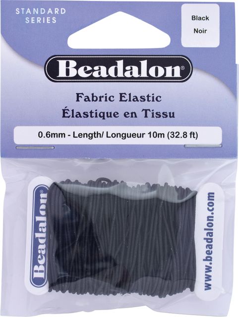 FABRIC ELASTIC .6MM BLACK 32.8 FEET