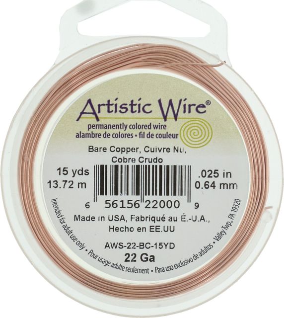 ARTISTIC WIRE 22 GAUGE BARE COPPER 15 YARDS