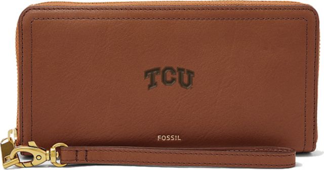 Fossil Leather Logan RFID Zip Around Clutch - Brown - ONLINE ONLY