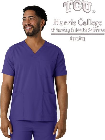 Harris College of Nursing and Health Men's V-Neck Scrub Top 2XL-4XL