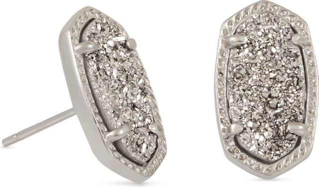 Ellie Stud Earrings Silver Platinum Drusy