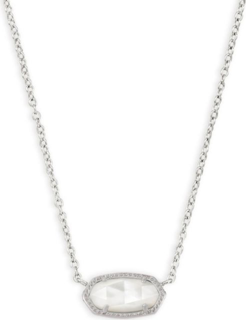 Elisa Short Pendant Necklace Silver Ivory Mother Of Pearl