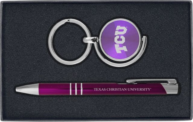 Texas Christian University Spinner Keytag & Pen Giftset