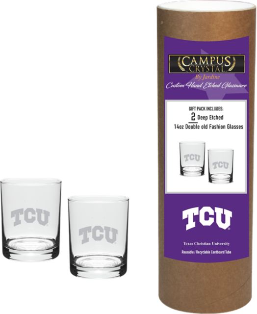 Texas Christian University 14 oz. Double Old Fashion Glass - Set of 2