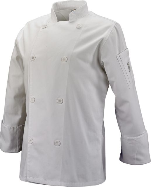Women's Chef Jacket. Color: White.  Traditional Buttons.  Large.