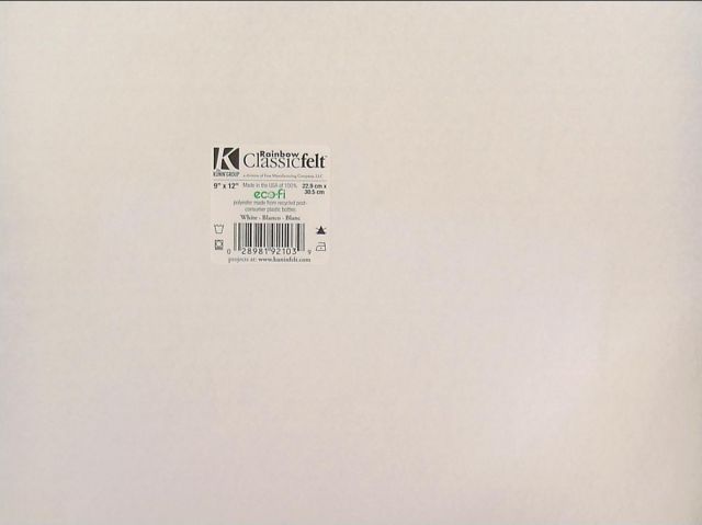Kunin Classic Felt Sheet - White, 9 x 12