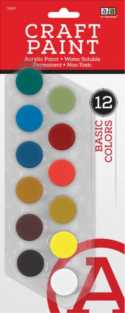 Art Advantage Basic Colors 5 ml Acrylic Paint Pots 12 Color Set
