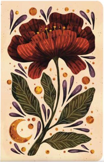 NOTEBK LAYFLAT BURGUNDY BLOOMS