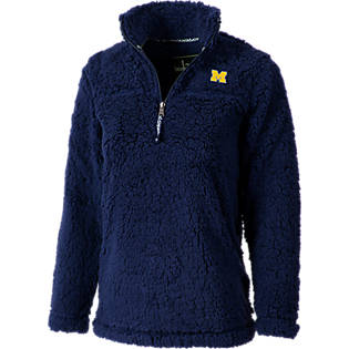 University of Michigan Women's Slim Fit 1/4 Zip Sherpa Pullover 
