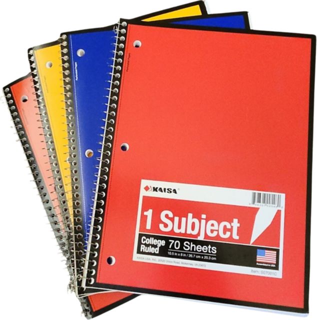 1-Subject Spiral Notebook - 70 Pages