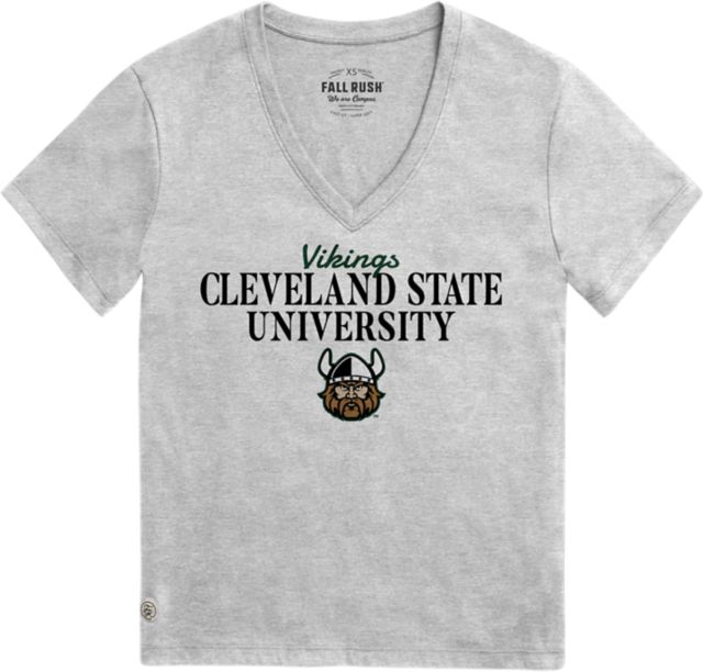 Cleveland State University Vikings Women's V-Neck Short Sleeve T-Shirt | League | Heather Linen | Small