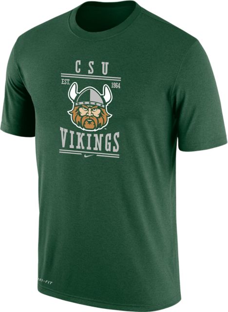 Youth Green Portland State Vikings Team Logo Stripes T-Shirt