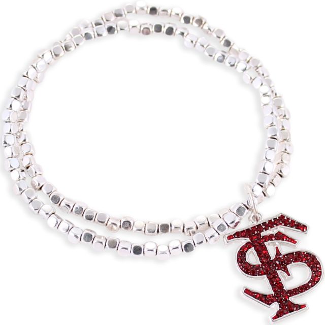 Florida State University Crystal Logo Silver Tone Stretch Bracelet