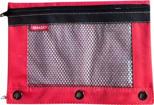 BAZIC 3 Ring Pencil Pouch  Mesh Window  Assorted Color  4-Pack