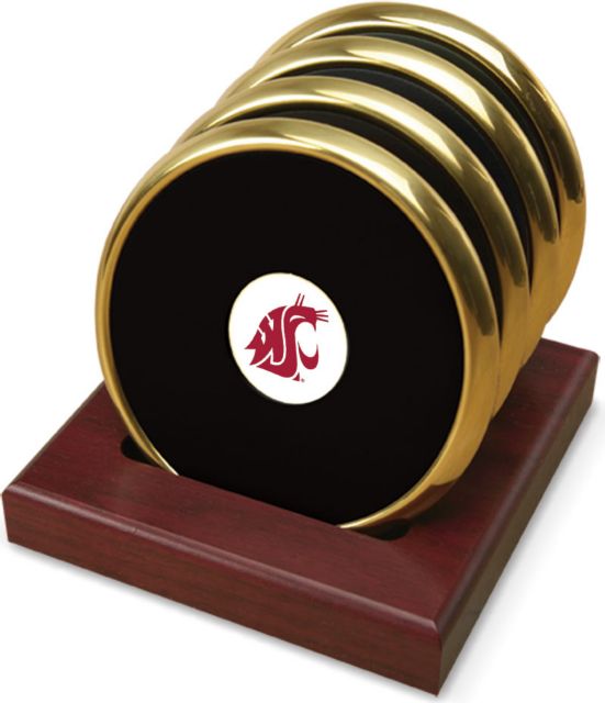 CSI  Set Of 4 Gold Round Coaster Gift Boxed With Colored Medallion - ONLINE ONLY