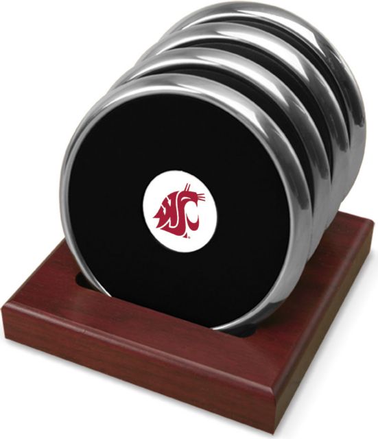 CSI  Set Of 4 Silver Round Coaster Gift Boxed With Colored Medallion - ONLINE ONLY